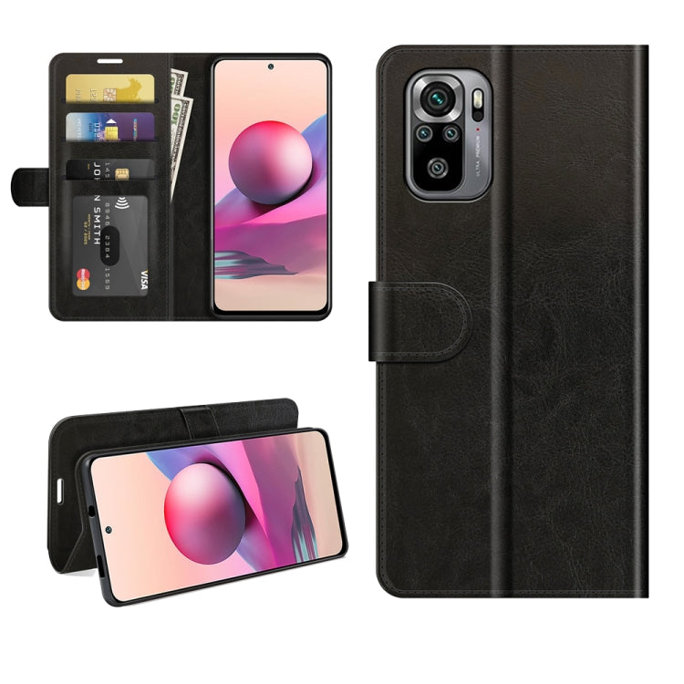 Black folio phone case with horizontal flip, card slots, and wallet pocket