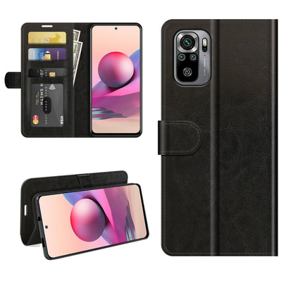 Black folio phone case with horizontal flip, card slots, and wallet pocket