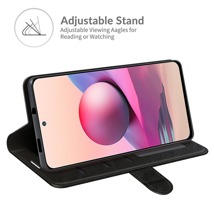Black folio phone case with adjustable stand and flip cover for viewing