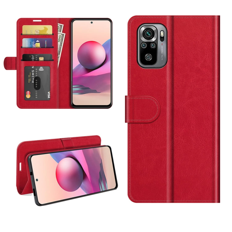 Red folio phone case with horizontal flip and card slots