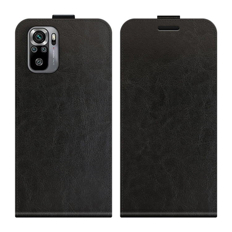 Black vertical flip phone case with textured finish and front camera cutout