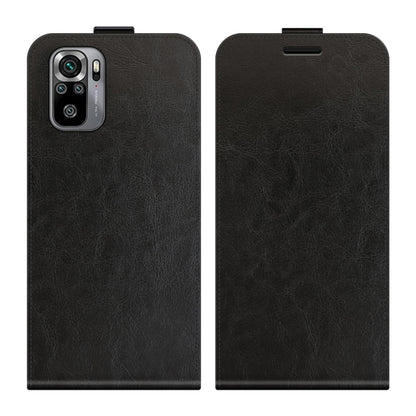 Black vertical flip phone case with textured finish and front camera cutout