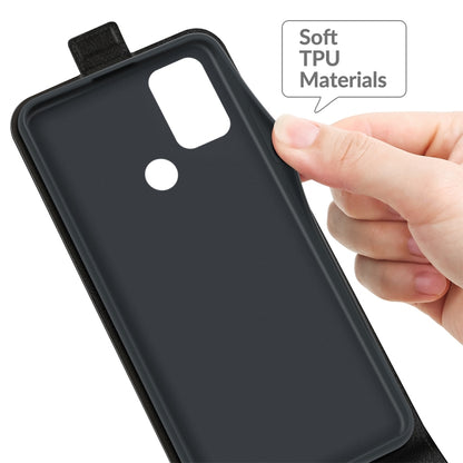 Black soft leather-textured back cover for a phone with camera cutout