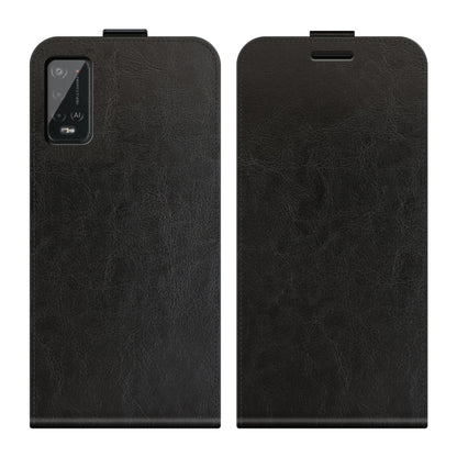 Black leather folio phone case with front cover closed