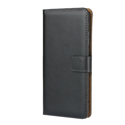 Black leather flip holster wallet case with side magnetic clasp and stitched edges