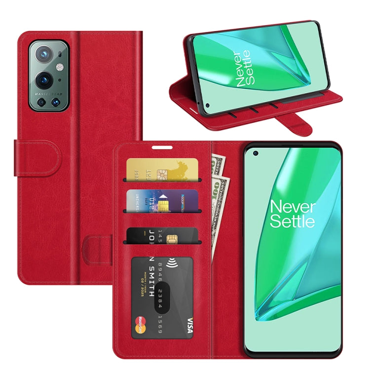 Red flip wallet protective case with card slots and fold-out stand