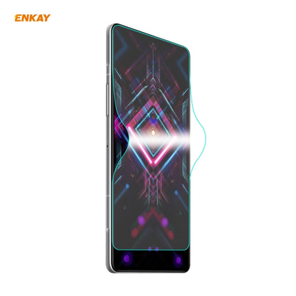 Full-coverage screen protector film for smartphone with blue adhesive outline