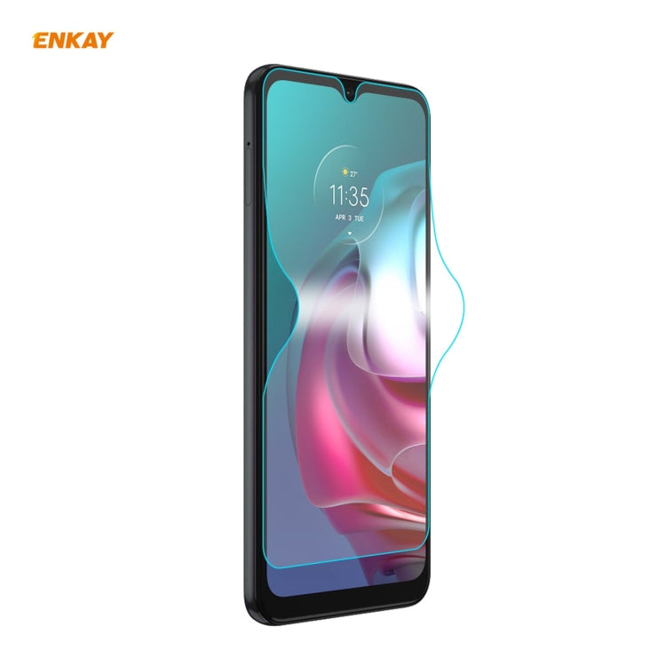 Full-coverage hydrogel screen protector film for a smartphone, with blue edge coating