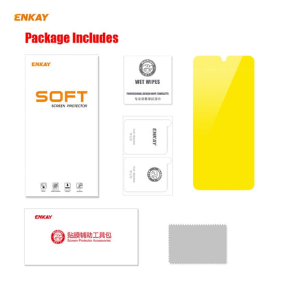 ENKAY screen protector package includes soft screen film, wipes, and accessory tools