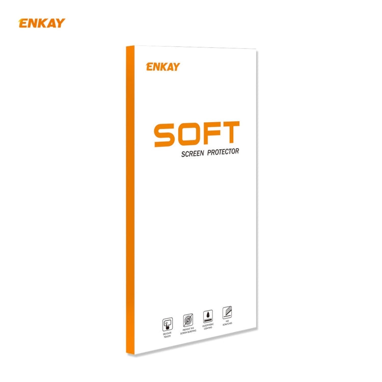 ENKAY SOFT screen protector package with orange side strip and product icons