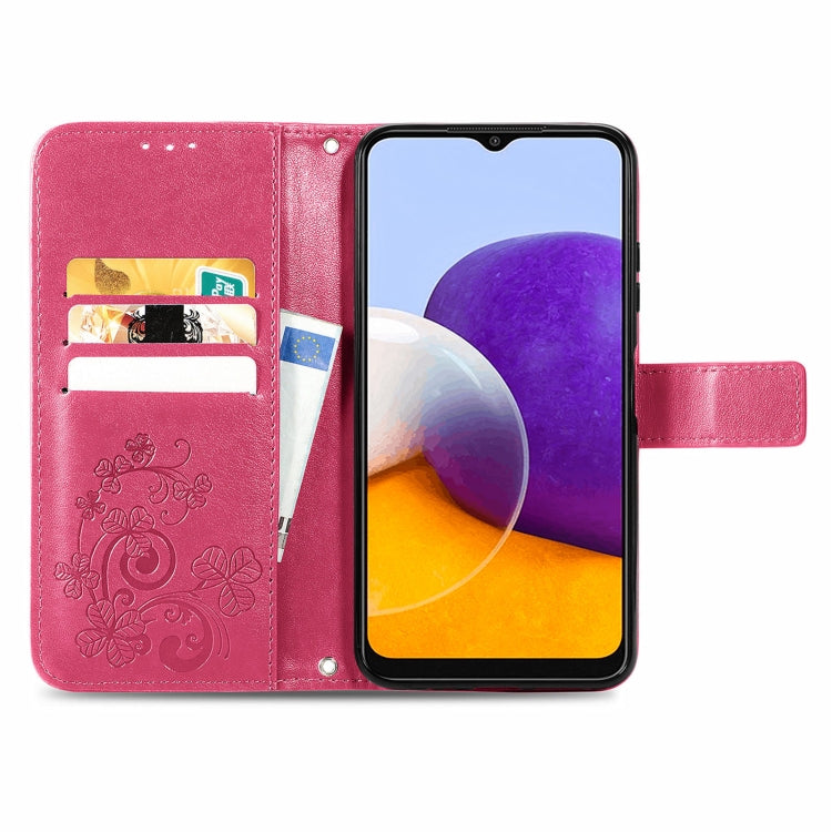 Four-leaf Clasp Embossed Buckle Mobile Phone Protection Leather Case with Lanyard & Card Slot & Wallet & Bracket Function, For Samsung Galaxy A22 5G, For Samsung Galaxy A22 4G, For Samsung Galaxy F62/M62, For Samsung Galaxy S21 FE, For OPPO A54  4G    ...