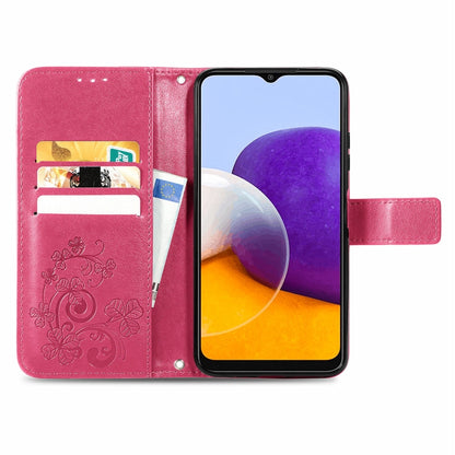 Four-leaf Clasp Embossed Buckle Mobile Phone Protection Leather Case with Lanyard & Card Slot & Wallet & Bracket Function, For Samsung Galaxy A22 5G, For Samsung Galaxy A22 4G, For Samsung Galaxy F62/M62, For Samsung Galaxy S21 FE, For OPPO A54  4G    ...