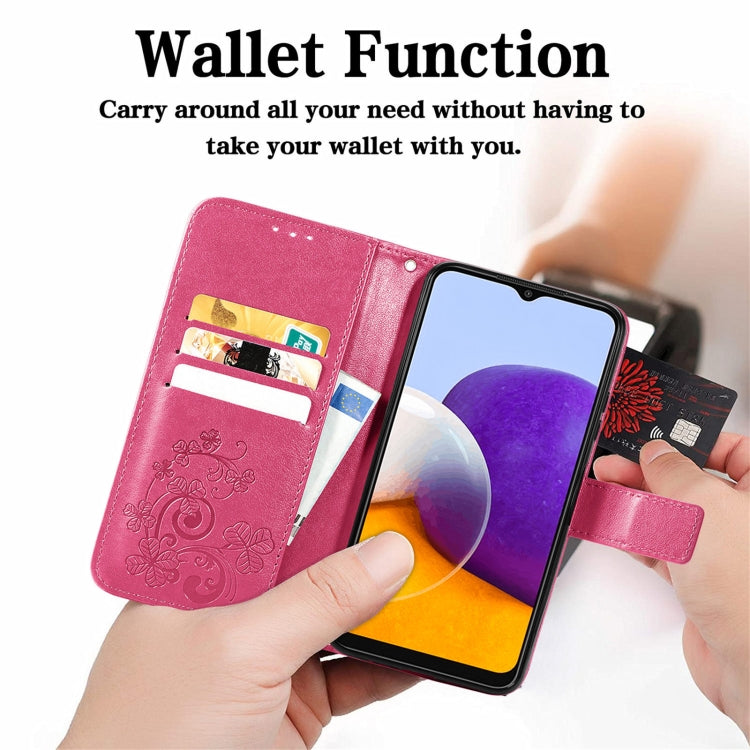 Four-leaf Clasp Embossed Buckle Mobile Phone Protection Leather Case with Lanyard & Card Slot & Wallet & Bracket Function, For Samsung Galaxy A22 5G, For Samsung Galaxy A22 4G, For Samsung Galaxy F62/M62, For Samsung Galaxy S21 FE, For OPPO A54  4G    ...