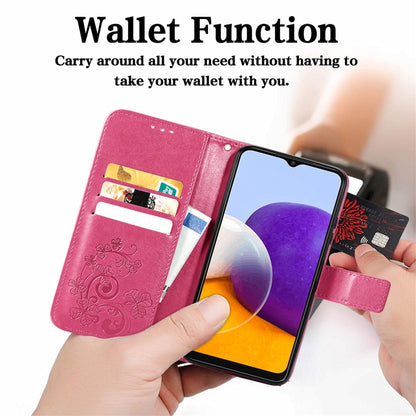 Four-leaf Clasp Embossed Buckle Mobile Phone Protection Leather Case with Lanyard & Card Slot & Wallet & Bracket Function, For Samsung Galaxy A22 5G, For Samsung Galaxy A22 4G, For Samsung Galaxy F62/M62, For Samsung Galaxy S21 FE, For OPPO A54  4G    ...