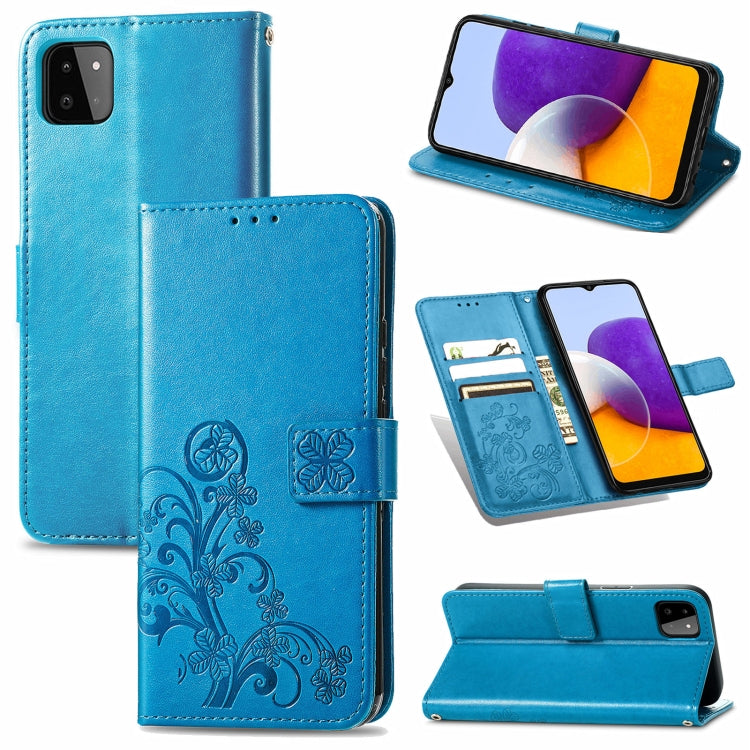 Four-leaf Clasp Embossed Buckle Mobile Phone Protection Leather Case with Lanyard & Card Slot & Wallet & Bracket Function, For Samsung Galaxy A22 5G, For Samsung Galaxy A22 4G, For Samsung Galaxy F62/M62, For Samsung Galaxy S21 FE, For OPPO A54  4G    ...