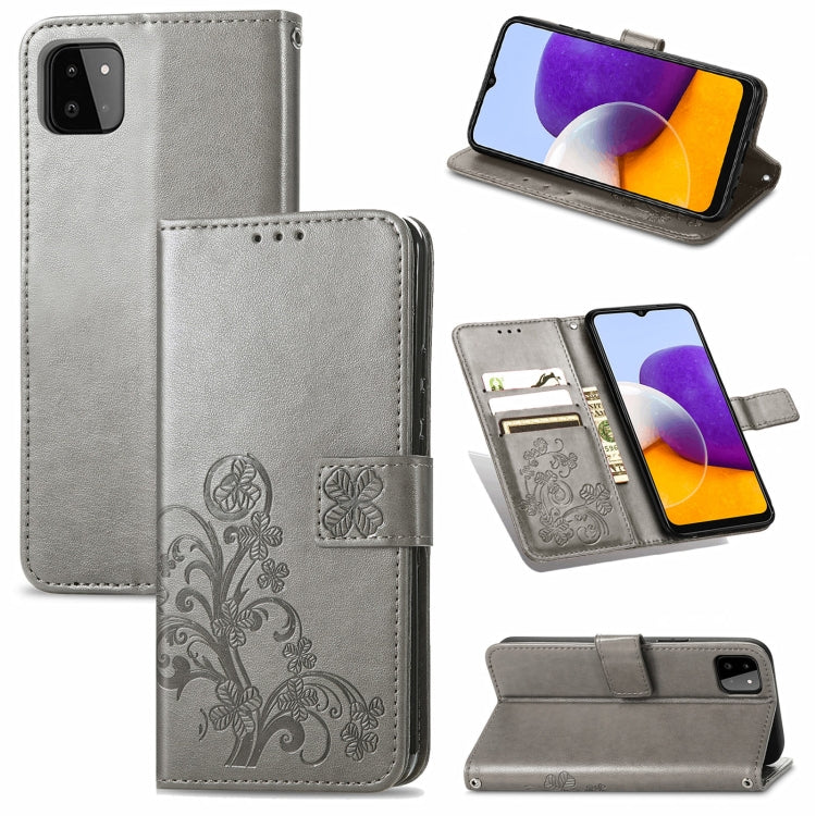 Four-leaf Clasp Embossed Buckle Mobile Phone Protection Leather Case with Lanyard & Card Slot & Wallet & Bracket Function, For Samsung Galaxy A22 5G, For Samsung Galaxy A22 4G, For Samsung Galaxy F62/M62, For Samsung Galaxy S21 FE, For OPPO A54  4G    ...