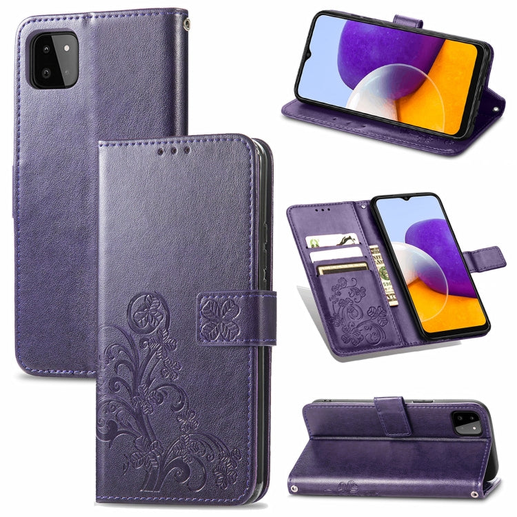 Four-leaf Clasp Embossed Buckle Mobile Phone Protection Leather Case with Lanyard & Card Slot & Wallet & Bracket Function, For Samsung Galaxy A22 5G, For Samsung Galaxy A22 4G, For Samsung Galaxy F62/M62, For Samsung Galaxy S21 FE, For OPPO A54  4G    ...
