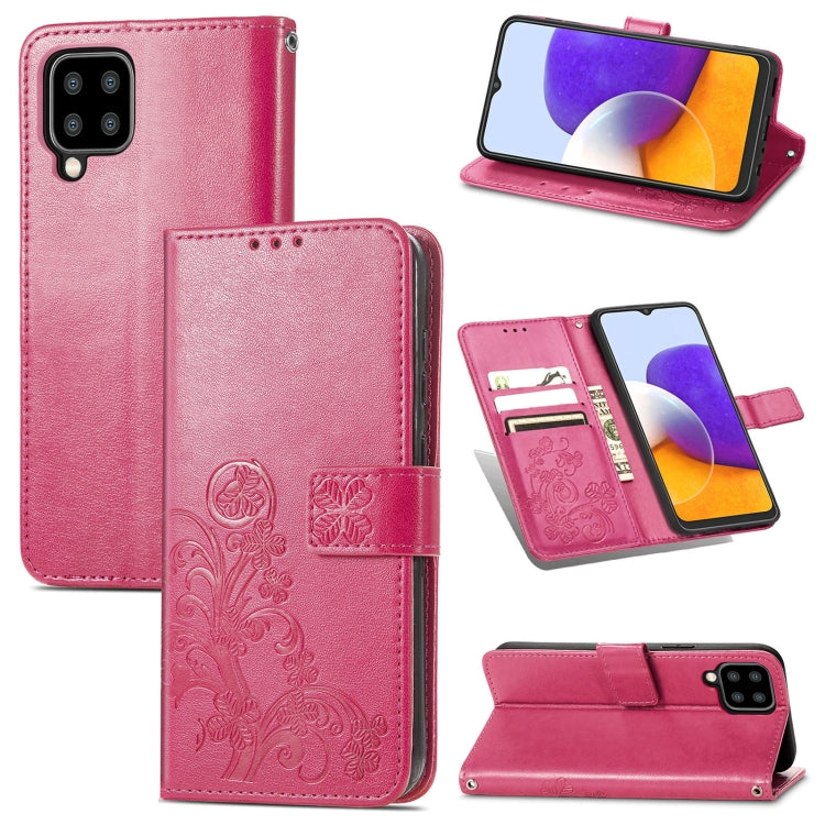Four-leaf Clasp Embossed Buckle Mobile Phone Protection Leather Case with Lanyard & Card Slot & Wallet & Bracket Function, For Samsung Galaxy A22 5G, For Samsung Galaxy A22 4G, For Samsung Galaxy F62/M62, For Samsung Galaxy S21 FE, For OPPO A54  4G    ...