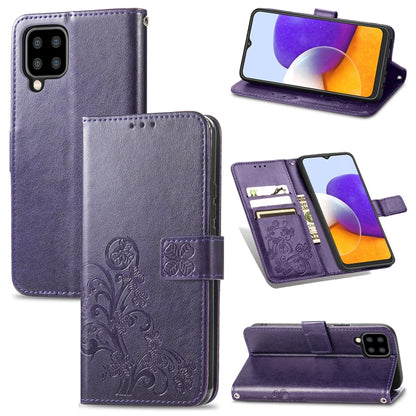 Four-leaf Clasp Embossed Buckle Mobile Phone Protection Leather Case with Lanyard & Card Slot & Wallet & Bracket Function, For Samsung Galaxy A22 5G, For Samsung Galaxy A22 4G, For Samsung Galaxy F62/M62, For Samsung Galaxy S21 FE, For OPPO A54  4G    ...