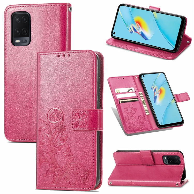 Four-leaf Clasp Embossed Buckle Mobile Phone Protection Leather Case with Lanyard & Card Slot & Wallet & Bracket Function, For Samsung Galaxy A22 5G, For Samsung Galaxy A22 4G, For Samsung Galaxy F62/M62, For Samsung Galaxy S21 FE, For OPPO A54  4G    ...