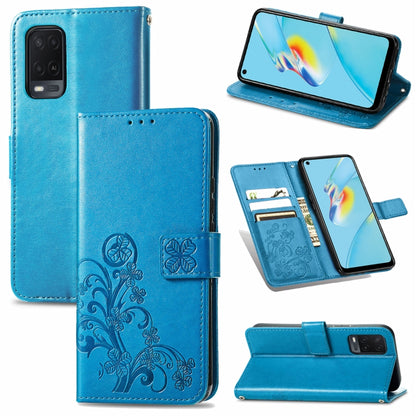Four-leaf Clasp Embossed Buckle Mobile Phone Protection Leather Case with Lanyard & Card Slot & Wallet & Bracket Function, For Samsung Galaxy A22 5G, For Samsung Galaxy A22 4G, For Samsung Galaxy F62/M62, For Samsung Galaxy S21 FE, For OPPO A54  4G    ...