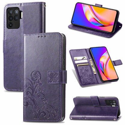 Four-leaf Clasp Embossed Buckle Mobile Phone Protection Leather Case with Lanyard & Card Slot & Wallet & Bracket Function, For Samsung Galaxy A22 5G, For Samsung Galaxy A22 4G, For Samsung Galaxy F62/M62, For Samsung Galaxy S21 FE, For OPPO A54  4G    ...