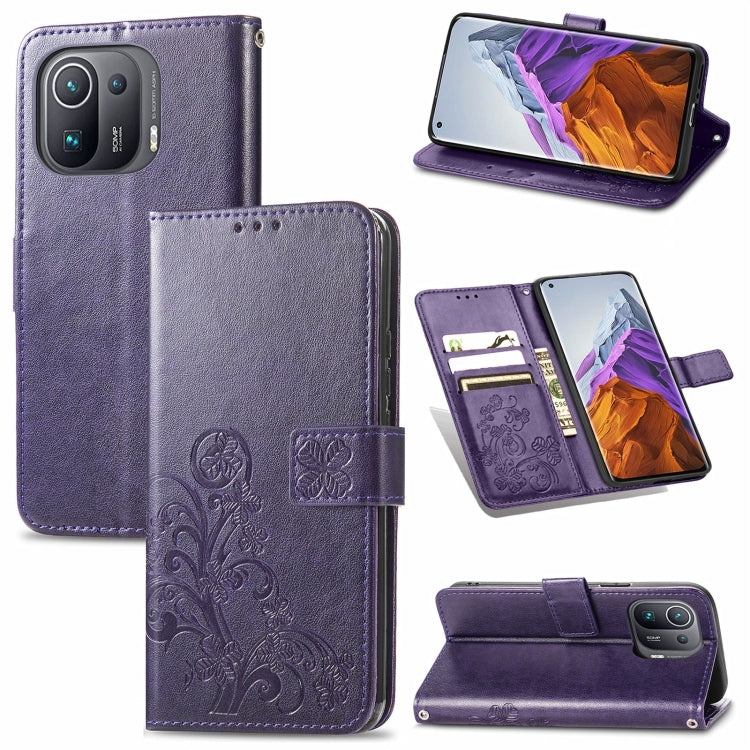 Four-leaf Clasp Embossed Buckle Mobile Phone Protection Leather Case with Lanyard & Card Slot & Wallet & Bracket Function, For Samsung Galaxy A22 5G, For Samsung Galaxy A22 4G, For Samsung Galaxy F62/M62, For Samsung Galaxy S21 FE, For OPPO A54  4G    ...