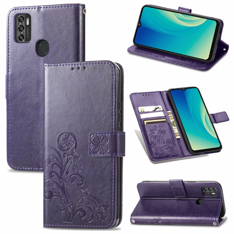 Four-leaf Clasp Embossed Buckle Mobile Phone Protection Leather Case with Lanyard & Card Slot & Wallet & Bracket Function, For Samsung Galaxy A22 5G, For Samsung Galaxy A22 4G, For Samsung Galaxy F62/M62, For Samsung Galaxy S21 FE, For OPPO A54  4G    ...