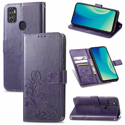 Four-leaf Clasp Embossed Buckle Mobile Phone Protection Leather Case with Lanyard & Card Slot & Wallet & Bracket Function, For Samsung Galaxy A22 5G, For Samsung Galaxy A22 4G, For Samsung Galaxy F62/M62, For Samsung Galaxy S21 FE, For OPPO A54  4G    ...