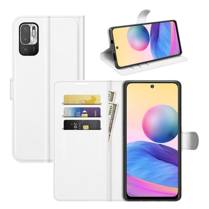 White litchi textured flip wallet phone case with card slots and viewing stand