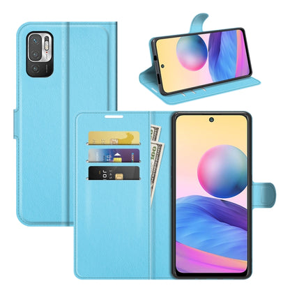 Light blue flip phone case with card slots and holder for Redmi Note 10 5G