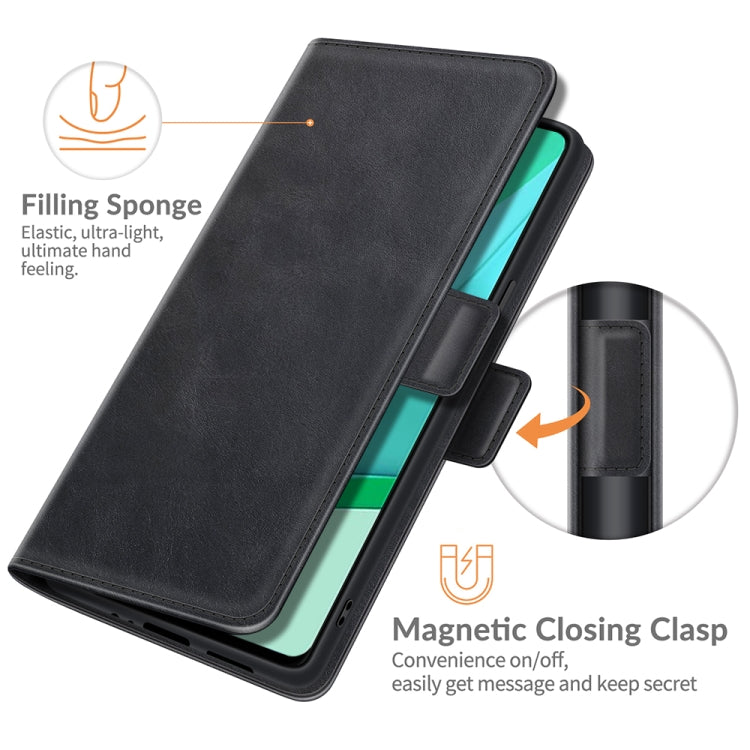 Black leather flip phone case with magnetic closing clasp and slim card slots