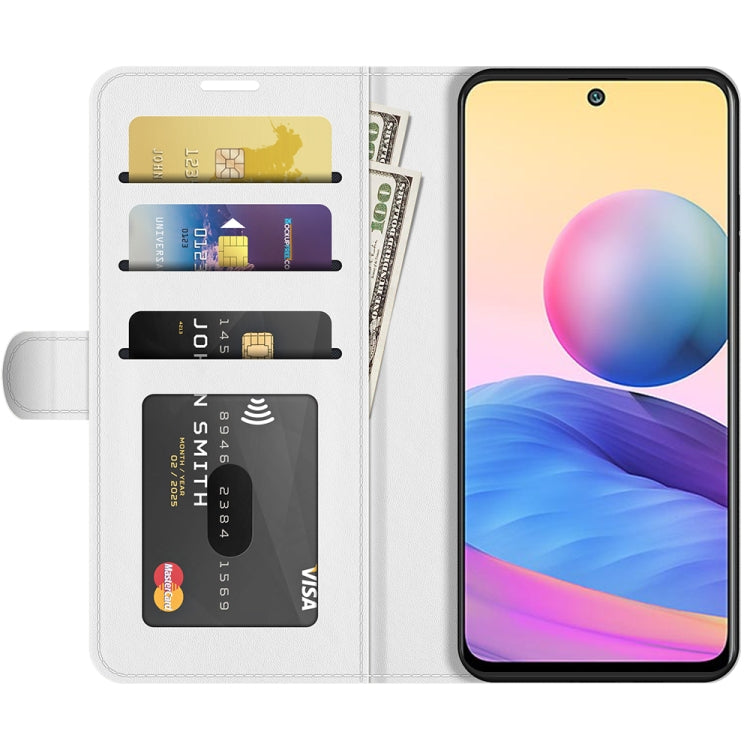 White flip wallet phone case with card slots and viewing window for Xiaomi Redmi Note 10 5G