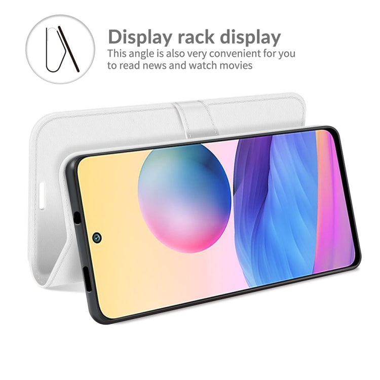White wallet-style flip phone case with front cover stand for Xiaomi Redmi Note 10 5G