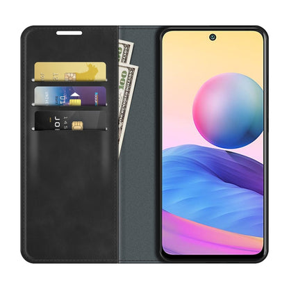 Dark gray leather folio phone case with card slots and magnetic closure