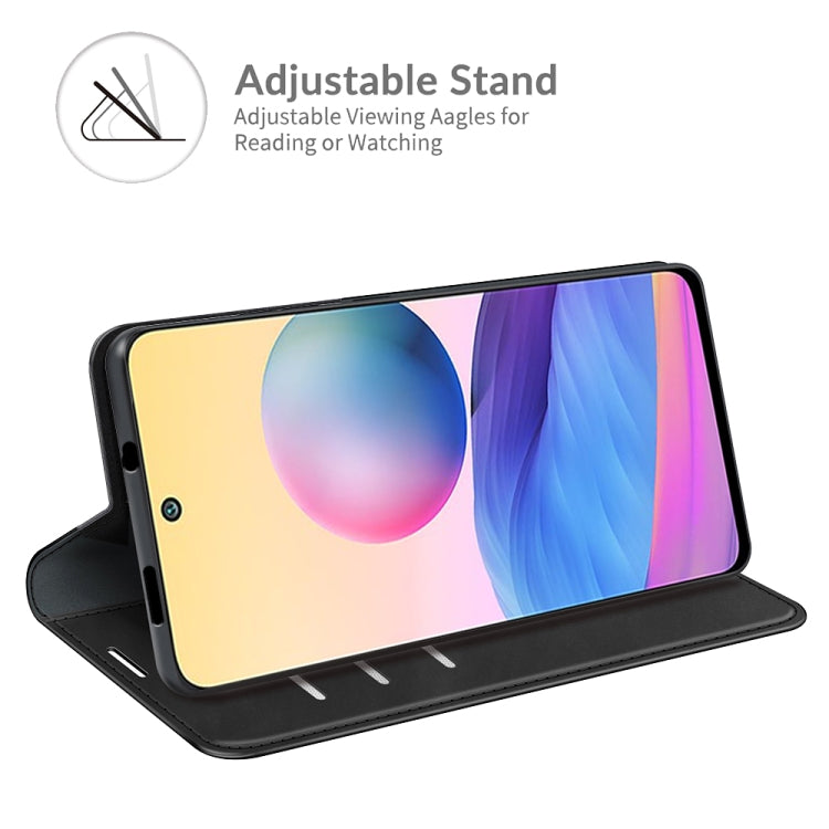 Black leather folio phone case with adjustable stand for viewing and card slots