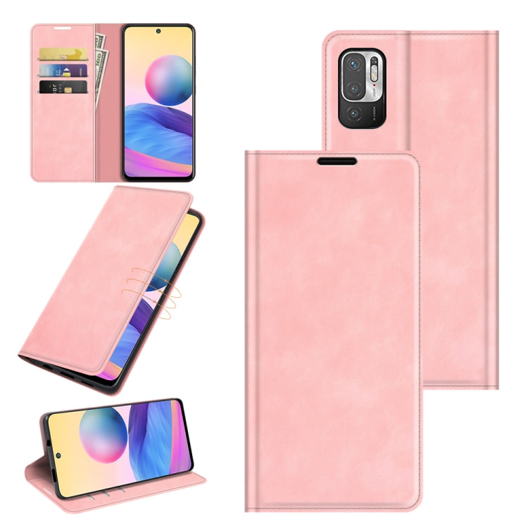 Pink leather folio phone case with magnetic closure and card slots