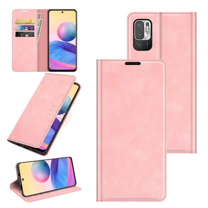 Pink leather folio phone case with magnetic closure and card slots