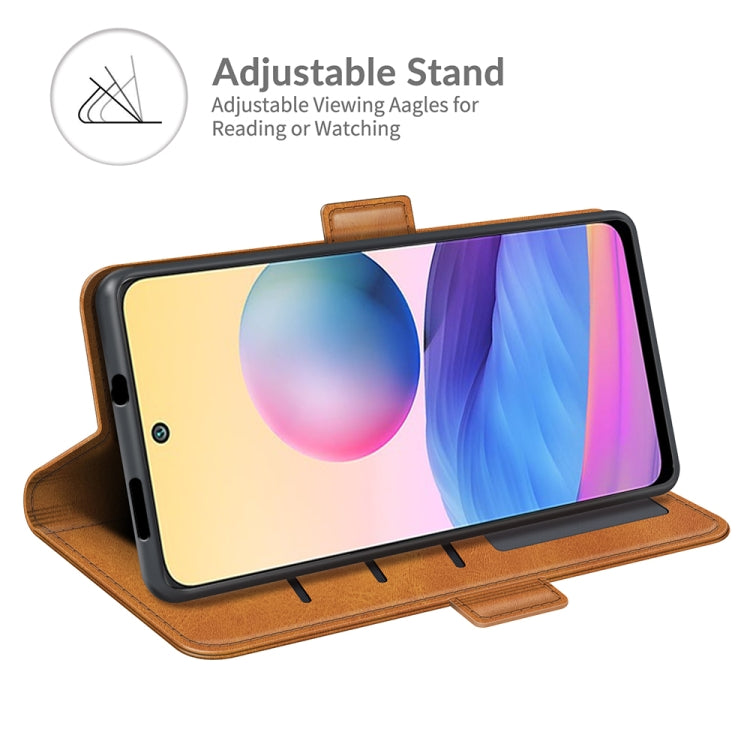 Brown leather phone case with horizontal viewing stand for watching and hands-free use