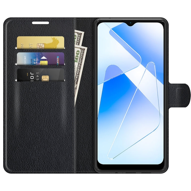 Black flip wallet phone case with card slots and windowed stand cover