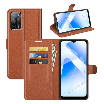 Brown flip wallet case with card slots and viewing stand for smartphone