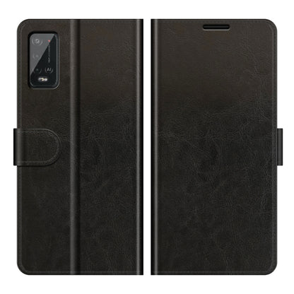 Black textured flip phone case with camera cutout and side holder for Wiko Power U20
