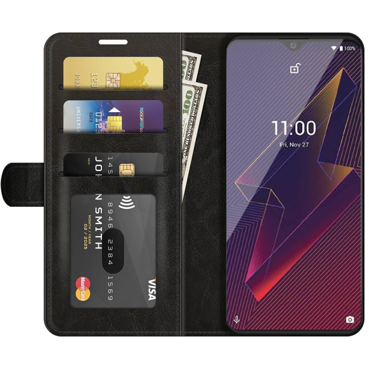 Black flip wallet phone case with card slots and inner viewing pocket for Wiko Power U20