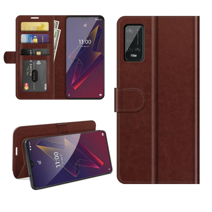 Brown flip wallet phone case with card slots and holder for Wiko Power U20