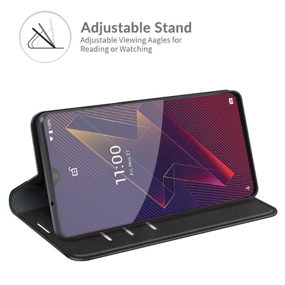 Magnetic wallet leather case with adjustable stand for Wiko Power U20, black
