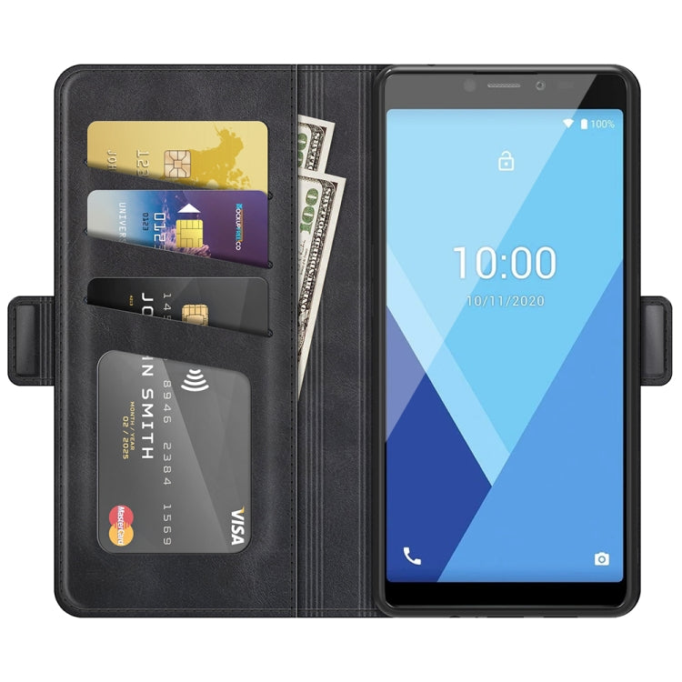 Black wallet flip case with card slots, cash pocket, and phone front cover