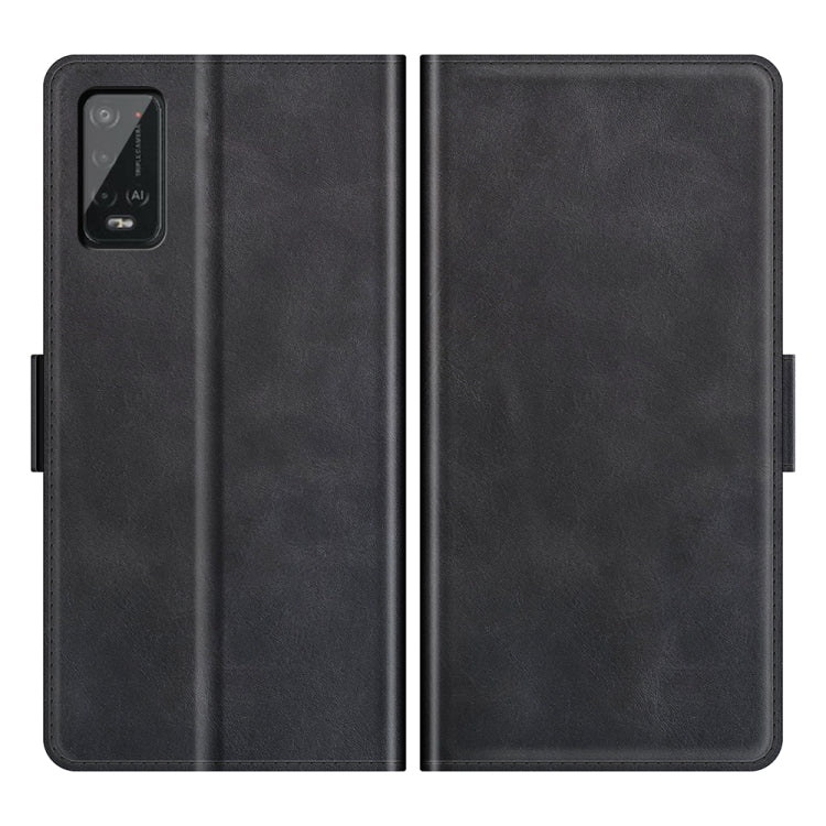 Black dual-side flip leather case with phone cutout and card slot wallet interior