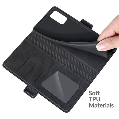 Black flip leather case interior with card slots and soft TPU back panel