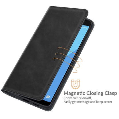 Black leather wallet phone case with magnetic closing clasp detail