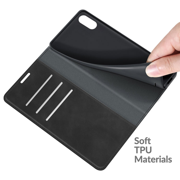 Black leather wallet phone case with card slots and soft TPU interior